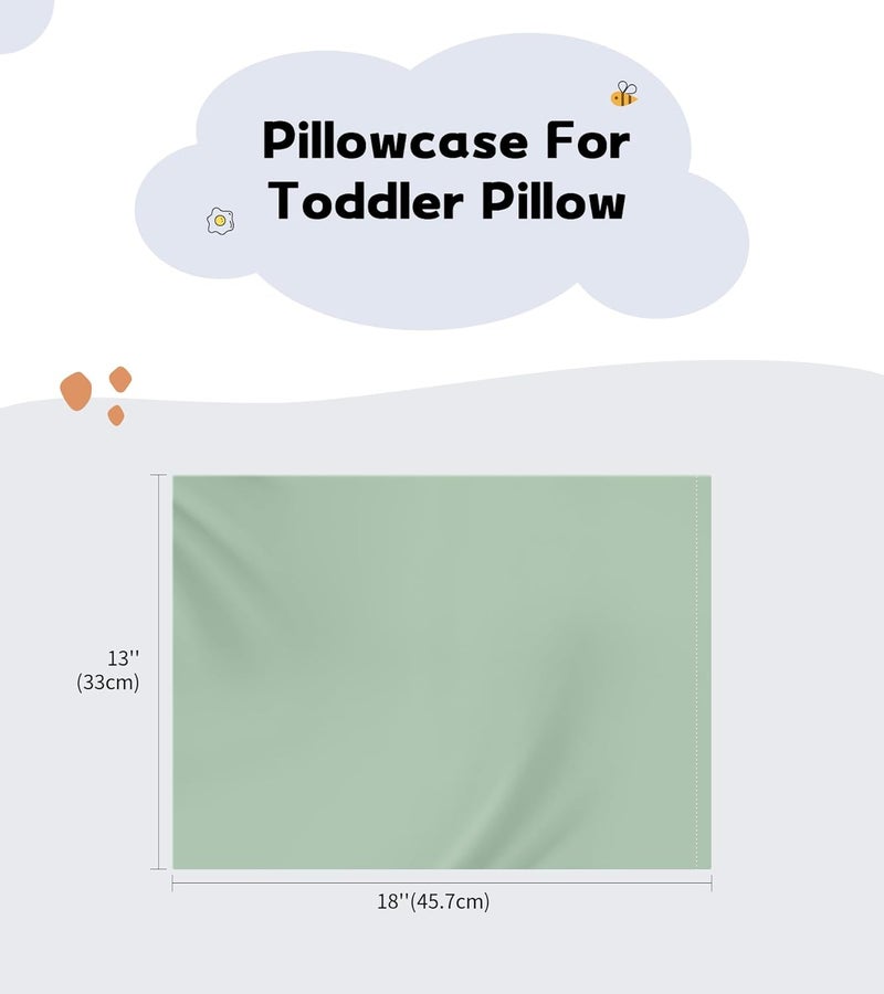 DEEPDREAM Toddler Pillowcases for 13x18 Pillow 2 Pack, 100% Cotton Travel Pillow Case Cover, 600 Thread Count Cotton Pillow Covers, Soft & Breathable Small Pillow Cases Envelope Closure, Zephyr Green - Image 2